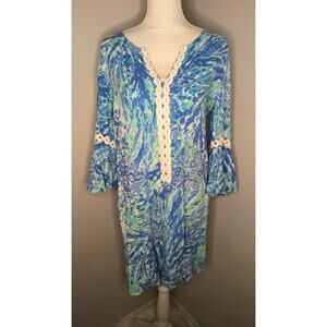 Lilly Pulitzer Hollie Blue Haven Hey Hey Soleil Shift Dress M